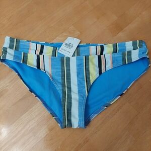 PrAna Women's Presolana Bikini Bottom ( Morning Glory Stripe) Size Large